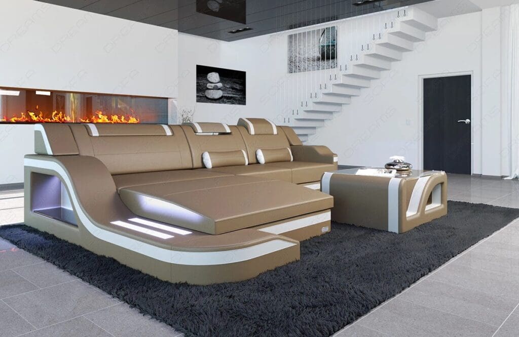 Moderne Ecksofas in Leder