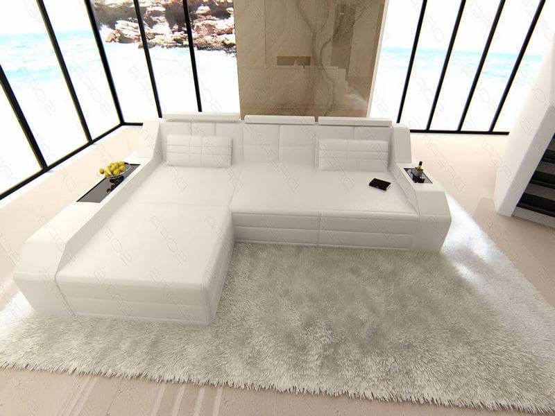 Ecksofa Arezzo in weißem Leder