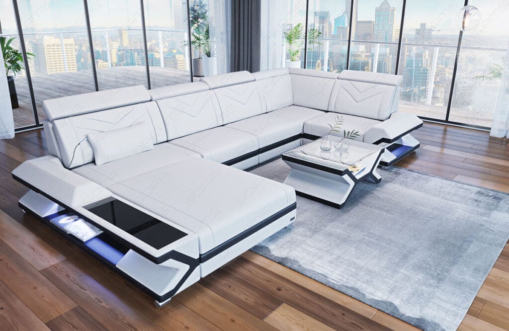 Leder Wohnlandschaft Napoli - U Form Sofa