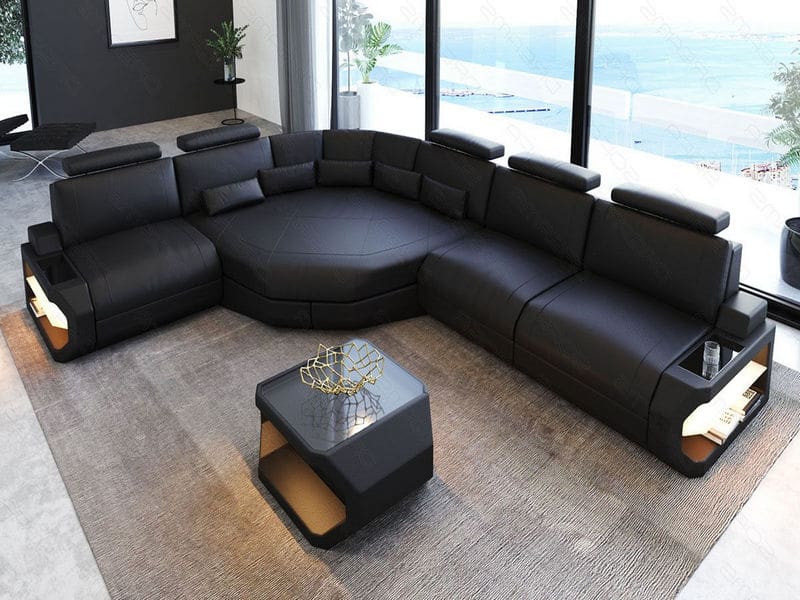 Ledersofa Asti L Form - Das Sofa in Schwarz kaufen