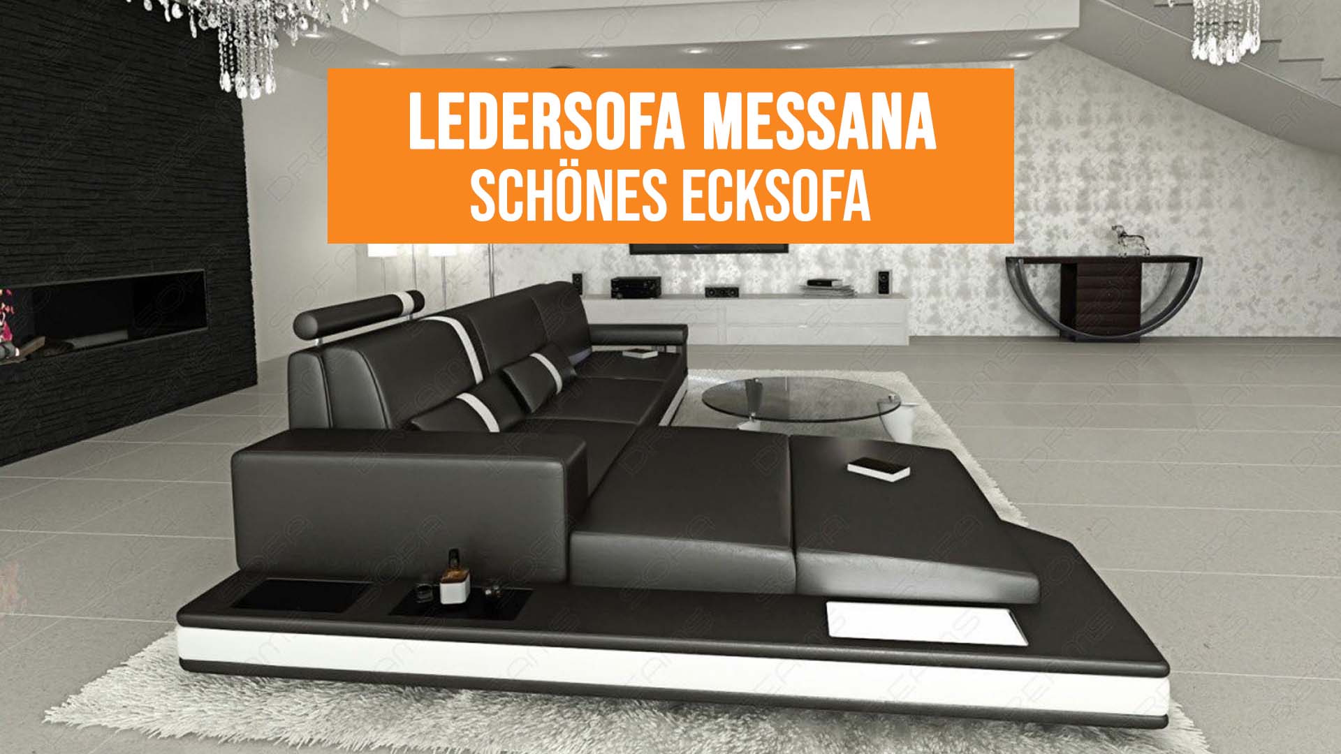 Ein modernes Ecksofa in einem stilvollen Wohnzimmer.