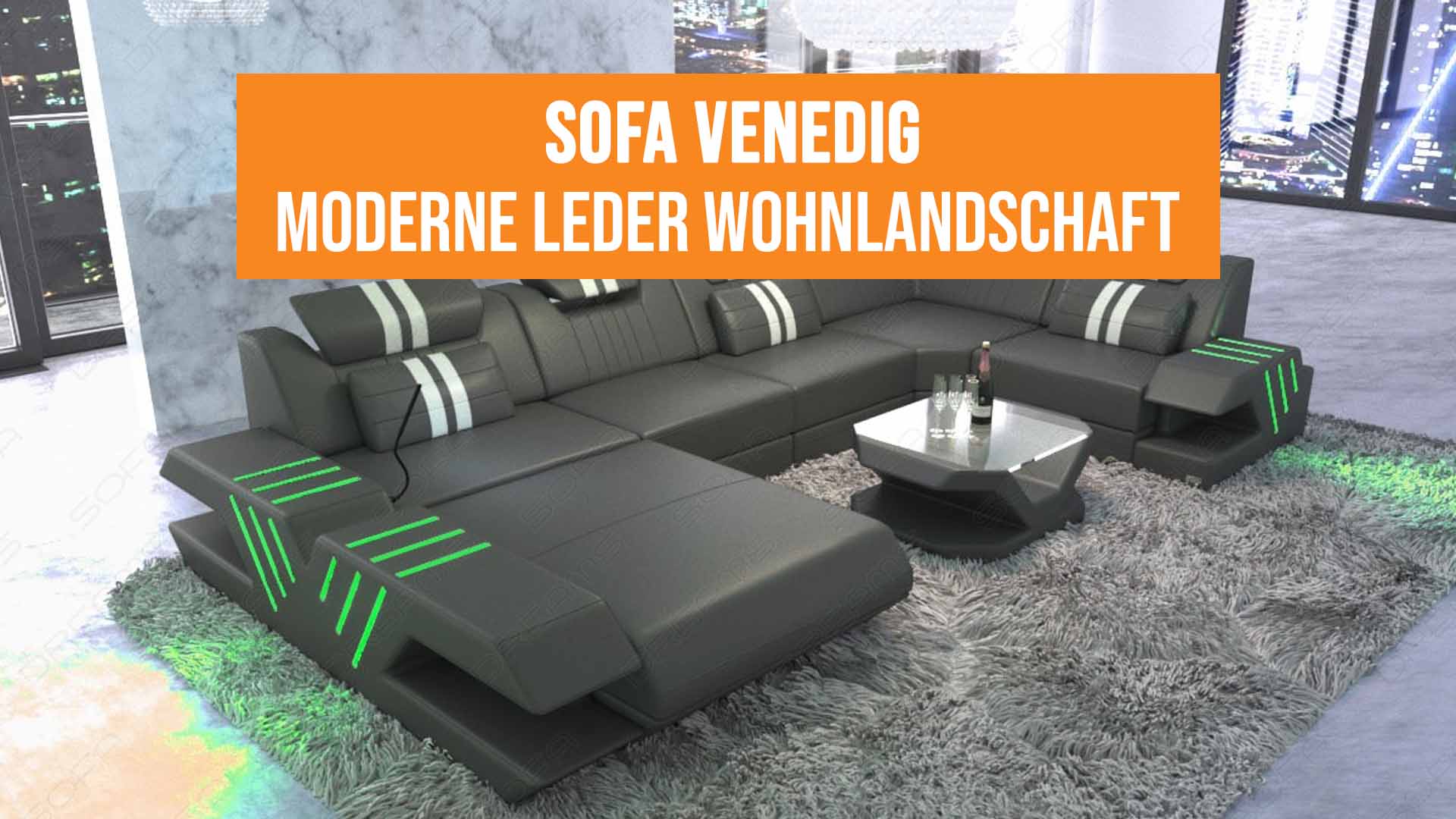 Sofa Venedig - eine moderne Leder Wohnlandschaft