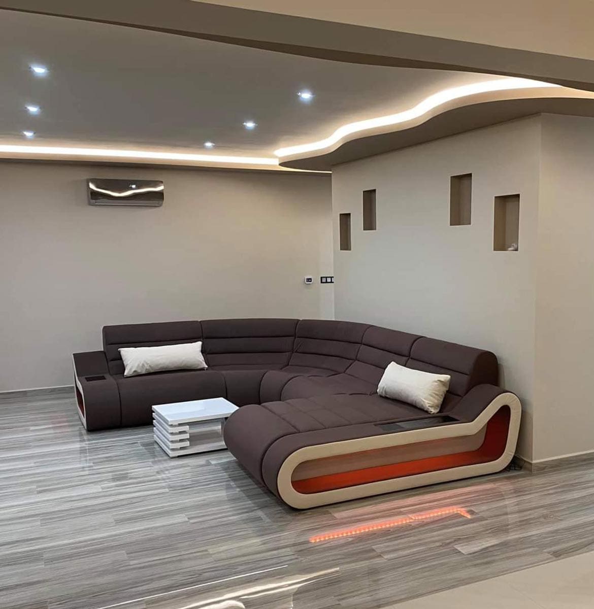 XXL Wohnlandschaft Stoff Concept Braun