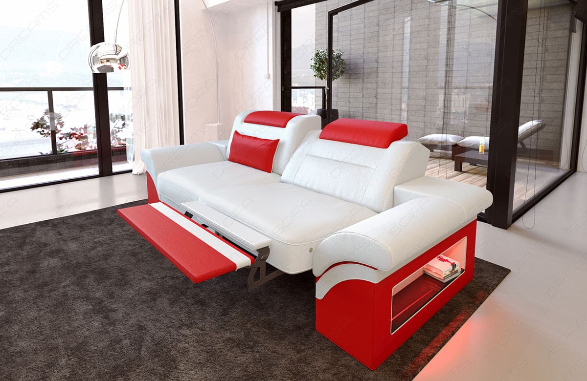 Sitzer Sofa Monza in weiss-rot
